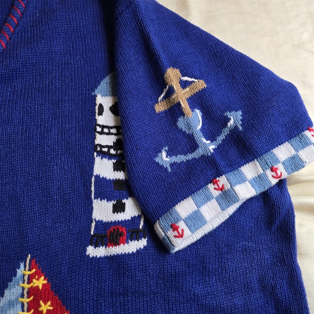 Nautical Beach Quacker Factory Women  Lighthouse Button Front Cardigan 3X‎ NWT - Picture 4 of 10